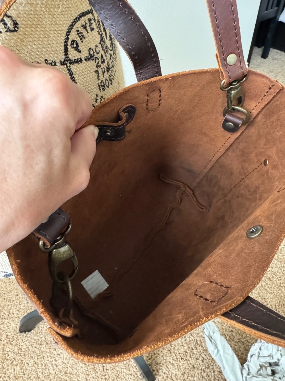 Brown Portland Leather Mini Crossbody Tote - Picture 4 of 10